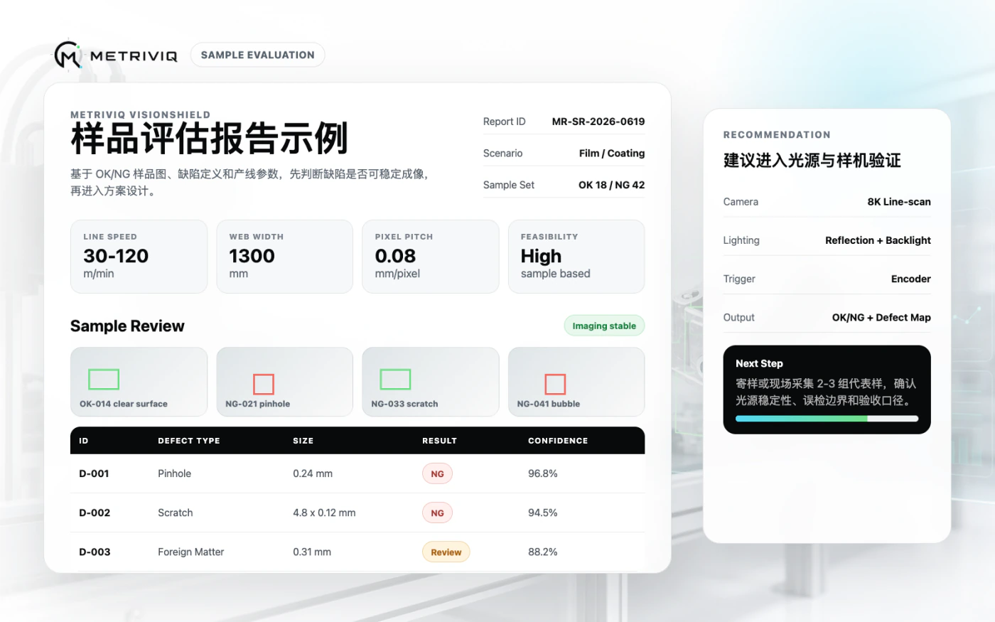 METRIVIQ 样品评估报告示例